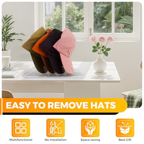 Clear Acrylic Hat Stand for Baseball Caps，Easy Setup 14 Caps，Hat