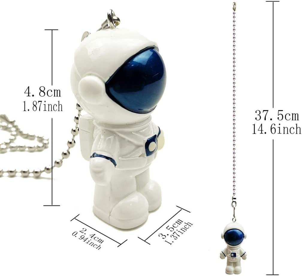 OMYZERO 12 inch Ceiling Fan Pull Chain Mini Blue Spaceman Charm Pendant Ceiling Fan Danglers Fan Pulls Chain Extender with Ball Chain Connector for Ceiling Fan Light Decoration