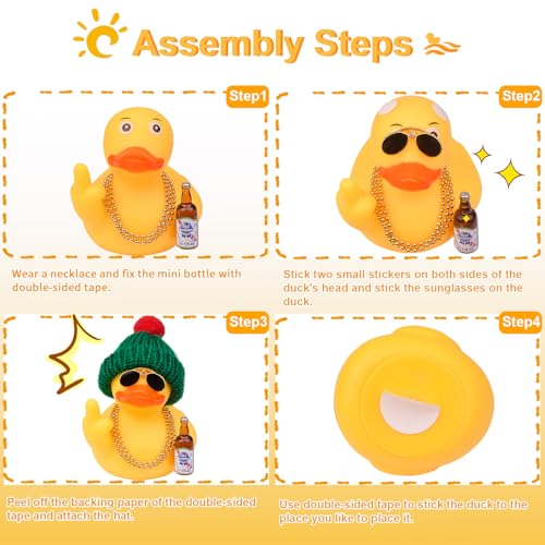 Rubber Duck Car Ornament with Accessories - 3.7in Dashboard Decor