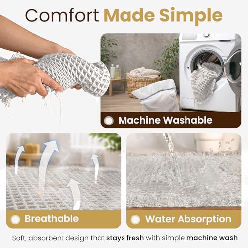 18x30 White Waffle Knit Bath Mat | Ultra-Absorbent & Anti-Slip