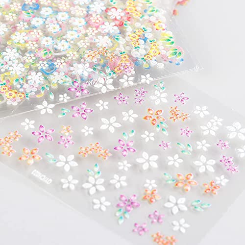 Vezocim 30 Sheets 3D Floral Nail Art Stickers Colorful Flower Decals
