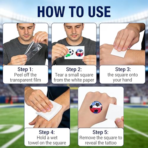 Tasttin 100 Pcs Soccer Temporary Tattoos – Waterproof Football Designs