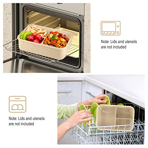 NatraProw Khaki 1200ML Leakproof Bento Box with Utensils, Microwave Safe