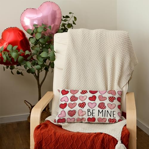 Valentine's Day Pillow Cover 12x20 Inch Colorful Heart Decor