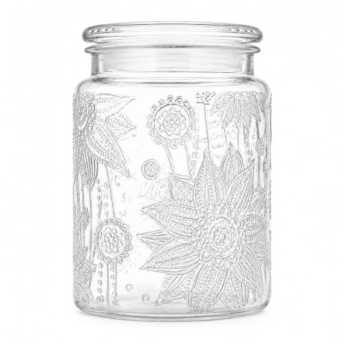 23.7oz Custde Airtight Glass Jar with Sunflower Design