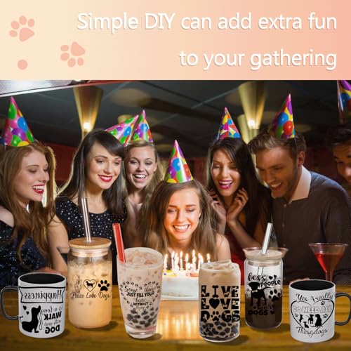 Elewins 12PCS Dog Quote UV DTF Cup Wrap Transfers for Mugs and Glass