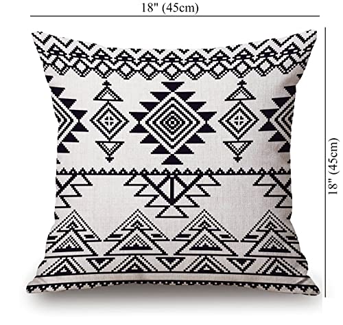 Solekla Tribal Art Throw Pillow Cover 18x18 Inch - Primitive Geometric Pattern, Double-Sided Cotton Linen Cushion Case, SL02