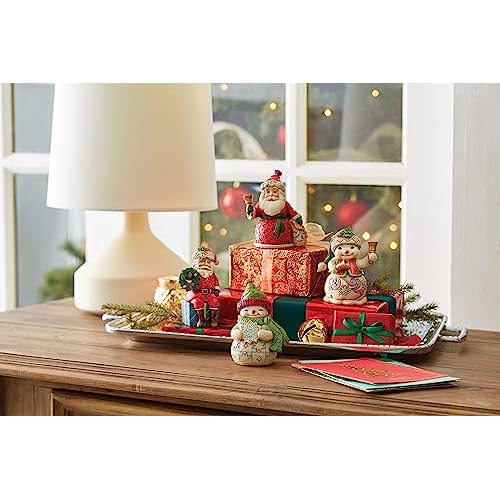 Enesco Jim Shore Heartwood Creek Santa with Bell and Bag Miniature Figurine, 3.54 Inch, Multicolor