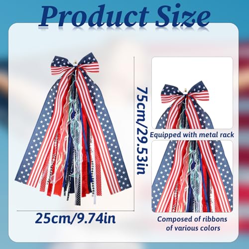 Patriotic 29.5 Inch Wreath Sash with Clip-On Star for 4th of July