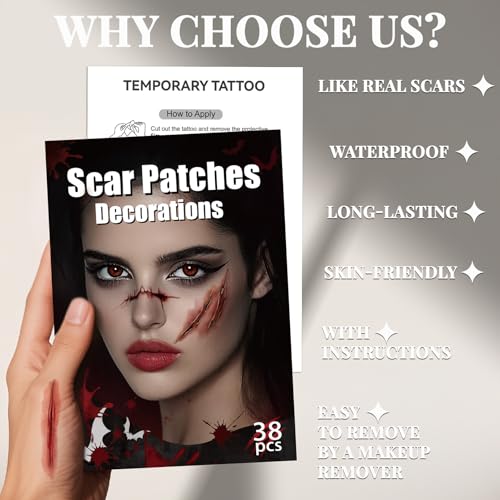 Cerlaza Halloween Zombie Fake Scar Temporary Tattoos Makeup Kit