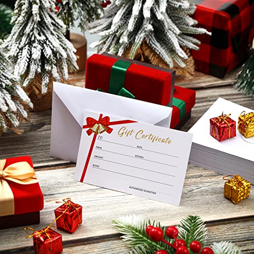 50 Christmas Gift Certificate Sets with Matching Envelopes - Double Sided Holiday Cards