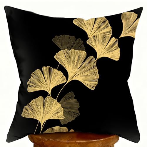Gothic Vintage Ginkgo Biloba Print Pillow Cover - 18x18