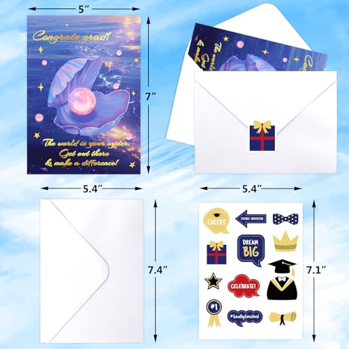 Gold Foil Graduation Card 2026 with Envelope & Stickers