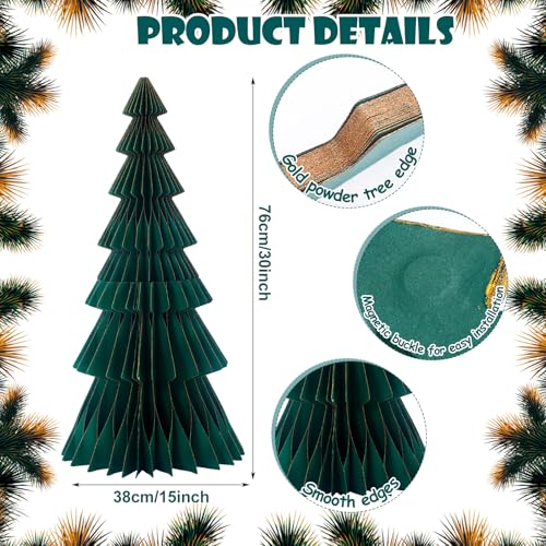 Large Honeycomb Paper Christmas Tree - Dark Green, 2ft 6in - Holiday Decor