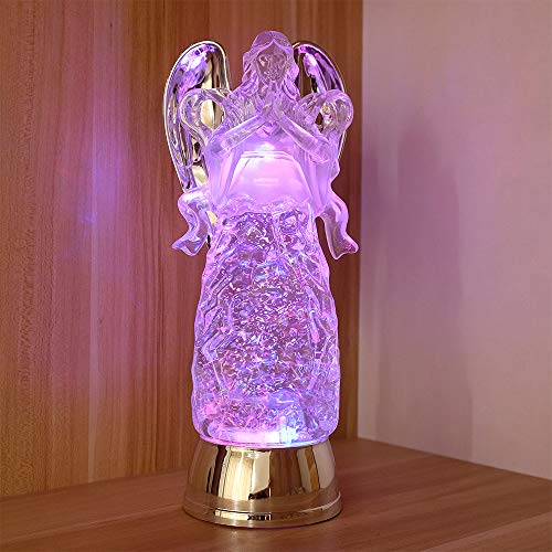Prayer Angel Snow Globe Lantern with Color Changing LED - 11 Inch - Includes Timer