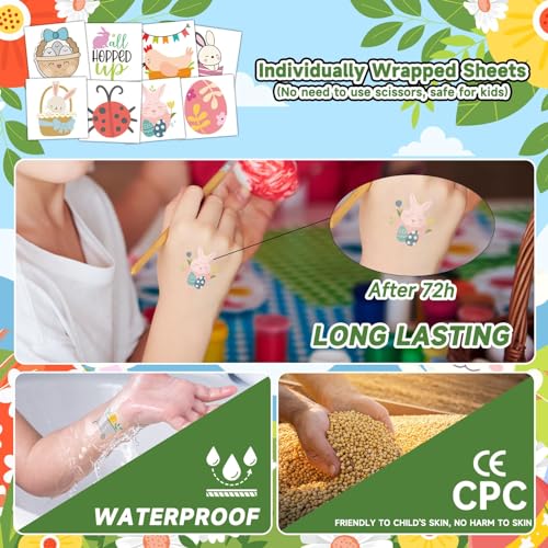 EMOME Easter Temporary Tattoos for Kids 50-Pack Party Favors Basket Stuffers