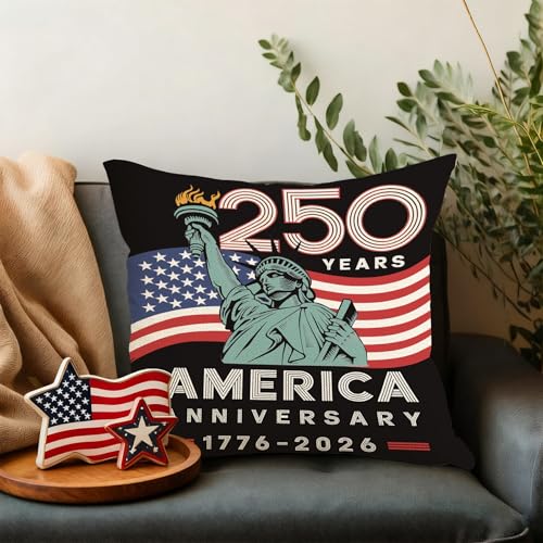 250th Anniversary Patriotic Pillow Cover 18x18 Inch - USA 1776-2026