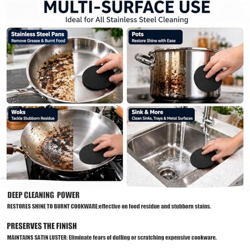 Steelis Stainless Steel Sponge - Heavy-Duty Cookware Cleaner (3 PCS)
