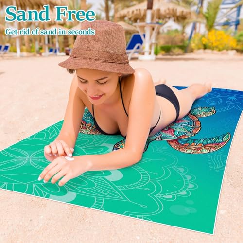 GKgyeus Blue Turtle Oversized Microfiber Beach Towel - Quick Dry, Sand-Free, 71x35 Inches for Pool & Travel