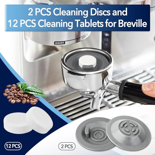 14-Pack Breville Espresso Cleaning Tablets & 2 Silicone Backflush Discs - White