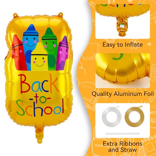 Back to School Balloon Decoration Kit - 15 Foil Balloons for Classroom