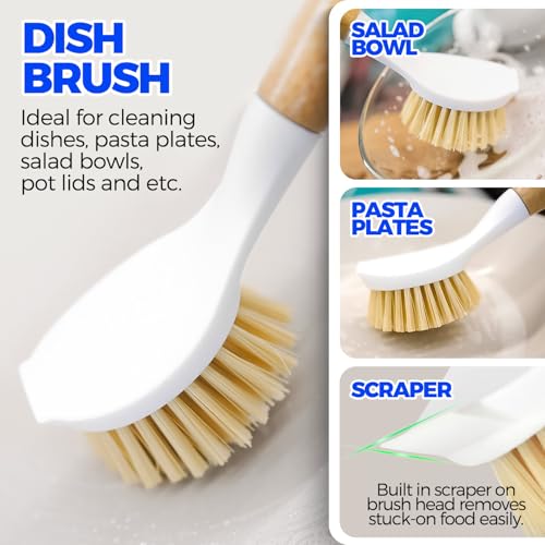 Holikme 6 Pack Dish Brush Set - Amarillo Vegetable & Bottle Brushes
