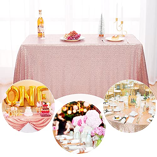 Nanbowang Pink Sequin Tablecloth - 15 x 8 Inches Rectangular Party Cover