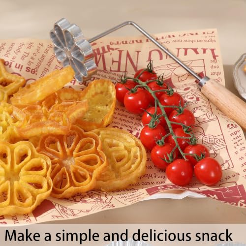 Wood 2-Piece Rosette Maker with 4.5-Inch Mold and Handle - Baking Tools