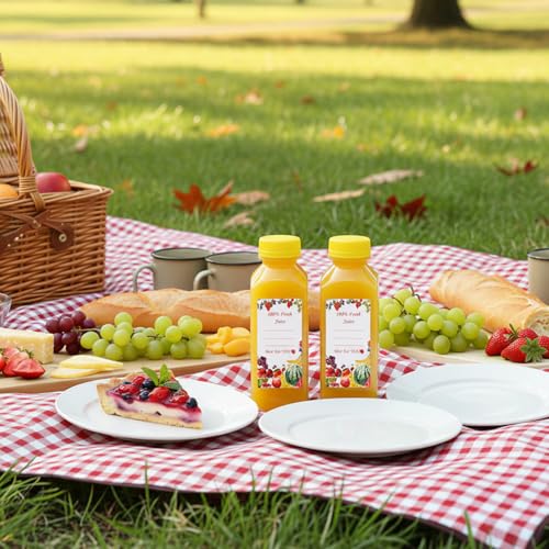 Reusable 12oz Plastic Juice Bottles with Tamper-Evident Caps - 10 Pack