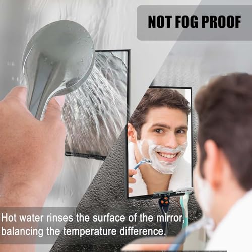 LFOYOU Shower Mirror with Squeegee & Razor Holder - 360° Adjustable