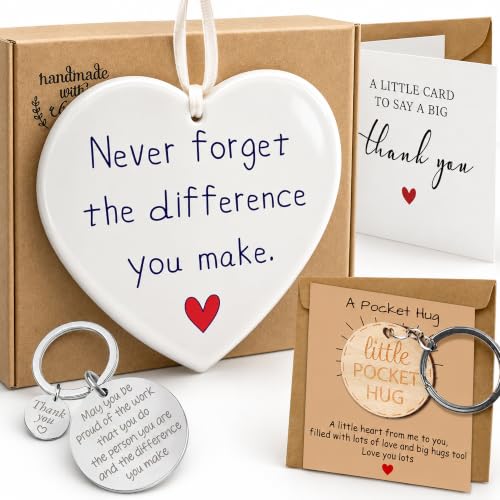 Thank You Gift Set for Teachers – Heart Ornament & Pocket Hug