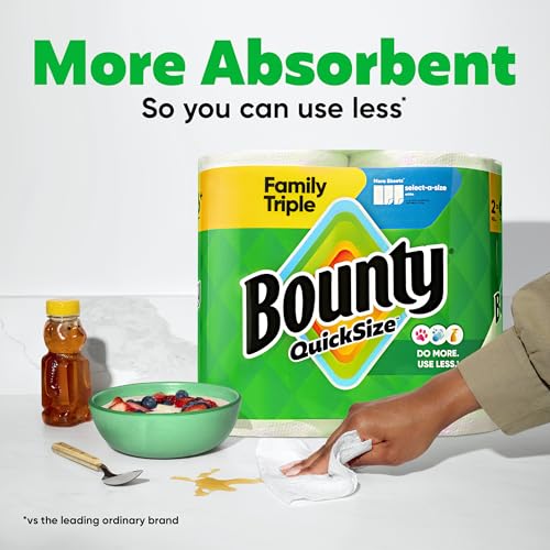Bounty Quick-Size Paper Towels, 12 Family Triple Rolls (40 Regular Rolls)
