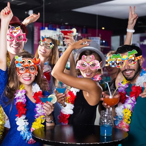 16Pcs Summer Hawaiian Beach Party Eyeglasses - Fun Photo Props