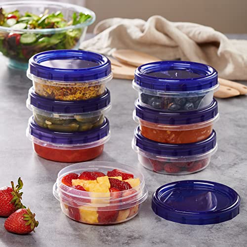 PLASTICPRO 6 Pack 8 oz Twist Cap Food Storage Containers - BPA Free, Microwave & Freezer Safe