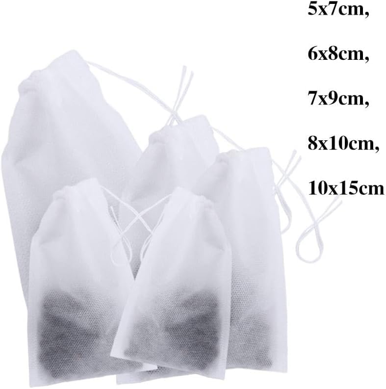 Disposable Empty Tea Bags with Drawstring 10x15cm for Loose Leaf Tea 100 Pcs