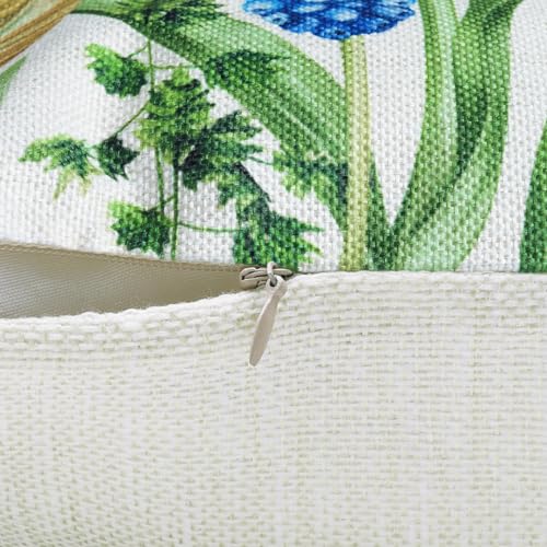 Bonhause Tulip Floral Throw Pillow Covers, 18x18 Inch Set of 4, Spring Decor