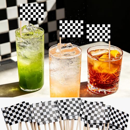 100 Racing Flag Toothpicks | Cupcake Toppers for Parties