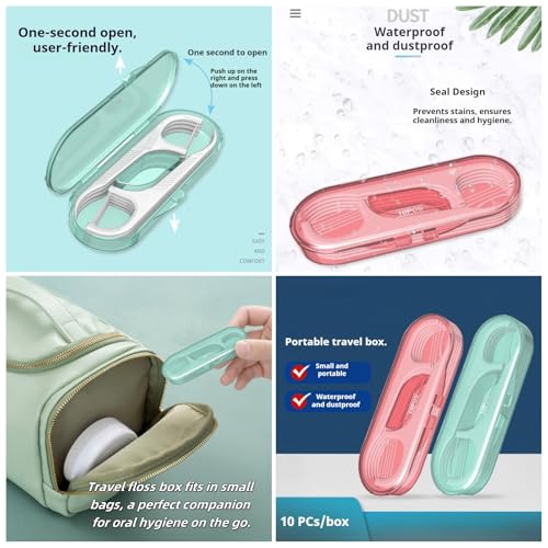 TIKIYOUN 5-Pack Travel Dental Floss Pick Case with 50 Picks