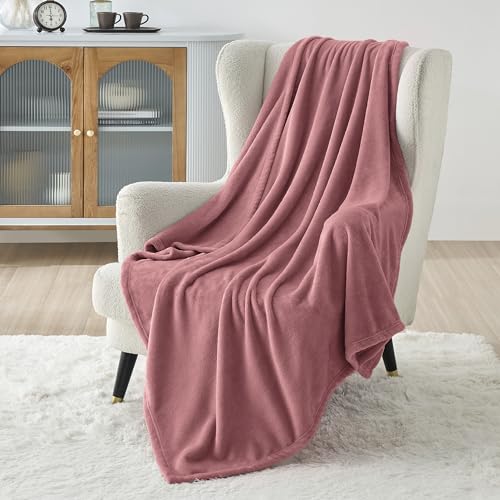 Bedsure GentleSoft Flannel Fleece Throw Blanket - Dusty Rose, 50x60 Inches