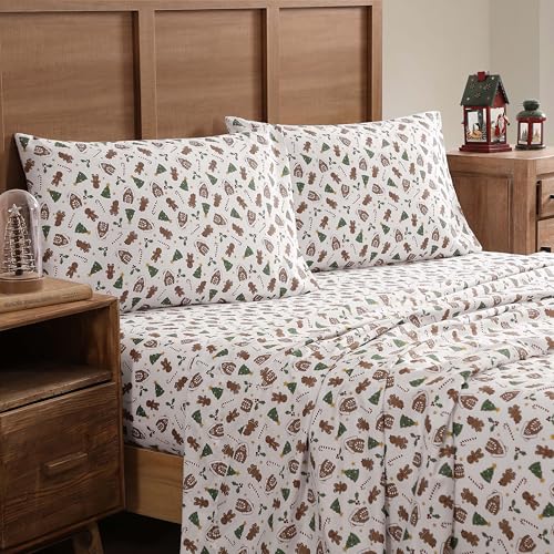 Gingerbread King Sheet Set - 4-Piece Microfiber Holiday Bedding with Deep Pockets