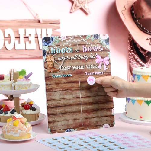 Boots or Bows Western Gender Reveal Game with Stand & 60 Voting Stickers