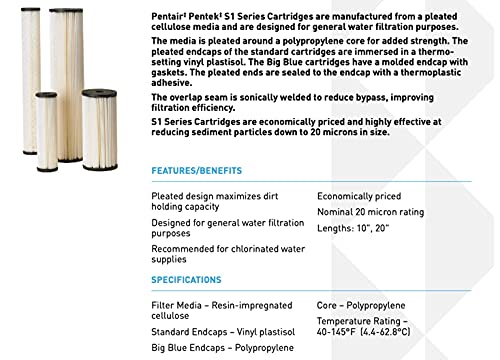 Pentair Pentek S1-20 Sediment Water Filter Cartridge, 20-Inch x 2.5-Inch