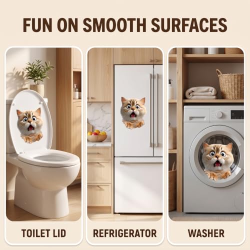 Galepromot 3D Kitten Toilet Lid Sticker - Waterproof Bathroom Decor