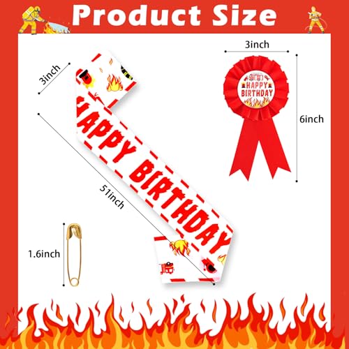 Firetruck Birthday Sash and Badge Set for Firefighter Party