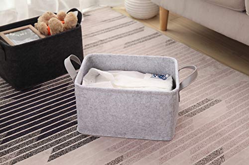 Minoisome Collapsible Felt Storage Basket with Handles - Light Grey