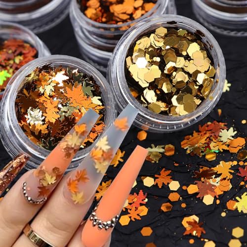 6 Grids Snowflake Nail Glitter Sequins and Powder Set