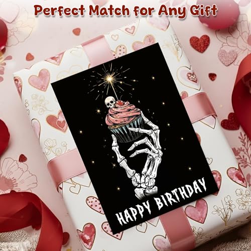 Gothic Skeleton Birthday Card 5x7 - Spooky Party Design
