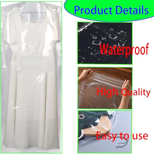 15 Pack Clear Plastic Garment Bags - Dust-Proof Clothing Covers