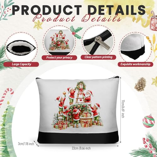 Christmas Canvas Tote and Makeup Bag Set - Snowman & Tree Design - 12 Pcs