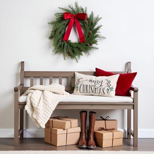 HERHOME Black 20x12 Inch Holiday Christmas Holly Berries Throw Pillow Cover